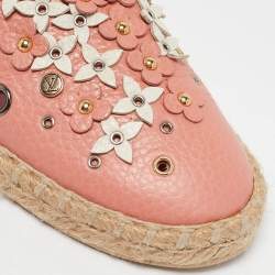مملوكة مسبقًا Louis Vuitton Pink Leather Tropical Bloom Espadrille Flats Size 36.5