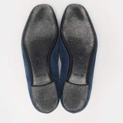 Louis Vuitton Blue Suede Embellished Loafers Size 39