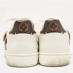 Louis Vuitton White Leather and Monogram Canvas Frontrow Sneakers Size 37