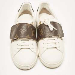 Louis Vuitton White Leather and Monogram Canvas Frontrow Sneakers Size 37