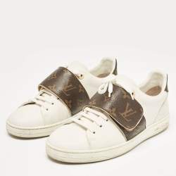 Louis Vuitton White Leather and Monogram Canvas Frontrow Sneakers Size 37