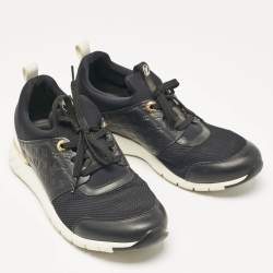 Louis Vuitton Black Mesh and Monogram Leather Aftergame Sneakers Size 38.5