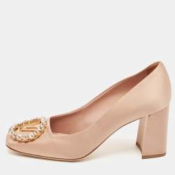 Louis Vuitton Beige Madeleine Block Heel Pumps Size 37.5