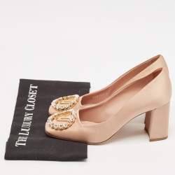 Louis Vuitton Beige Madeleine Block Heel Pumps Size 37.5