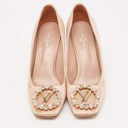 Louis Vuitton Beige Madeleine Block Heel Pumps Size 37.5