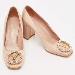 Louis Vuitton Beige Madeleine Block Heel Pumps Size 37.5