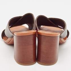 Pre Owned Louis Vuitton Brown/Pink Canvas Panorama Slide Sandals Size 38.5