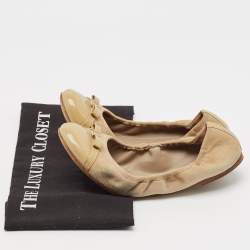 Louis Vuitton Beige Patent Leather and Suede Elba Ballet Flats Size 37.5