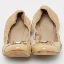 Louis Vuitton Beige Patent Leather and Suede Elba Ballet Flats Size 37.5