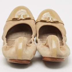 Louis Vuitton Beige Patent Leather and Suede Elba Ballet Flats Size 37.5