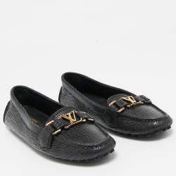 Louis Vuitton Black Leather Oxford Slip On Loafers Size 36