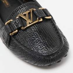 Louis Vuitton Black Leather Oxford Slip On Loafers Size 36