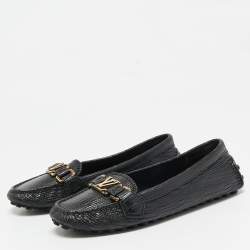 Louis Vuitton Black Leather Oxford Slip On Loafers Size 36