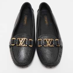 Louis Vuitton Black Leather Oxford Slip On Loafers Size 36