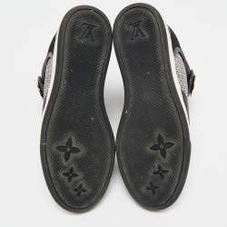 Louis Vuitton Black Leather and Fabric Postmark Wedge Sneakers Size 37.5