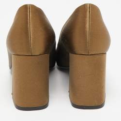Louis Vuitton Olive Green Satin Crystal Embellished Madeleine Pumps Size 37.5