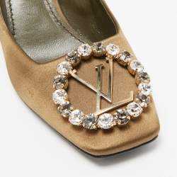 Louis Vuitton Olive Green Satin Crystal Embellished Madeleine Pumps Size 37.5