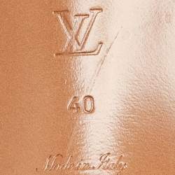 مملوكة مسبقًا Louis Vuitton Brown Leather Lock It Block Heel Slide Sandals Size 40