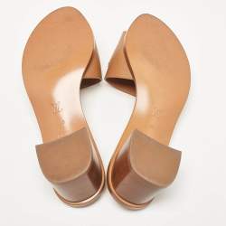 مملوكة مسبقًا Louis Vuitton Brown Leather Lock It Block Heel Slide Sandals Size 40