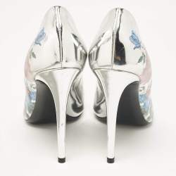 Louis Vuitton Silver Patent Leather Chérie Pointed Toe Pumps Size 38.5