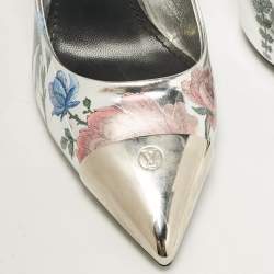 Louis Vuitton Silver Patent Leather Chérie Pointed Toe Pumps Size 38.5