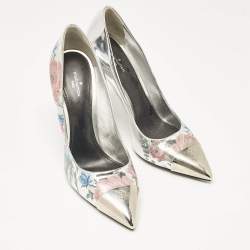 Louis Vuitton Silver Patent Leather Chérie Pointed Toe Pumps Size 38.5