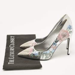 Louis Vuitton Silver Patent Leather Chérie Pointed Toe Pumps Size 38.5