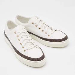 Louis Vuitton White Leather Monogram Stellar Low Top Sneakers Size 40