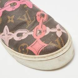 Louis Vuitton Brown Chain Print Monogram Canvas Harbor Sneakers Size 39