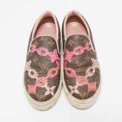 Louis Vuitton Brown Chain Print Monogram Canvas Harbor Sneakers Size 39
