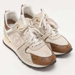 Louis Vuitton White Leather And Mesh Monogram Reverse Run Away Sneakers Size 38