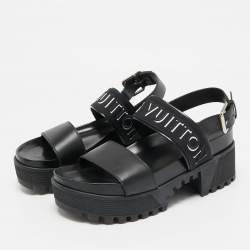 Louis Vuitton Black Leather Platform Laureate Slingback Sandals Size 38