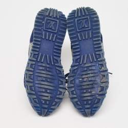 Louis Vuitton Blue/White Leather And Calf Hair Run Away Low Top Sneakers Size 36.5