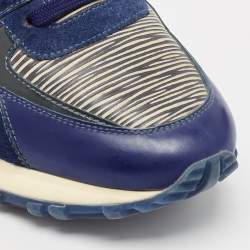 Louis Vuitton Blue/White Leather And Calf Hair Run Away Low Top Sneakers Size 36.5