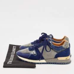 Louis Vuitton Blue/White Leather And Calf Hair Run Away Low Top Sneakers Size 36.5
