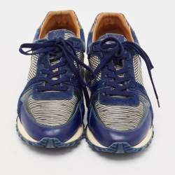 Louis Vuitton Blue/White Leather And Calf Hair Run Away Low Top Sneakers Size 36.5