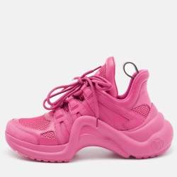 Louis Vuitton Pink Leather and Mesh Archlight Lace Up Sneakers Size 39