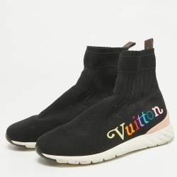 Louis Vuitton Black Knit Fabric Aftergame High Slip On Sneakers Size 40