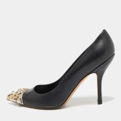 Louis Vuitton Black Leather Embellished Bernice Pumps Size 38