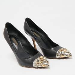Louis Vuitton Black Leather Embellished Bernice Pumps Size 38