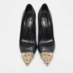 Louis Vuitton Black Leather Embellished Bernice Pumps Size 38