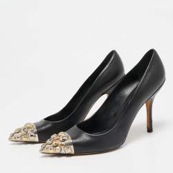 Louis Vuitton Black Leather Embellished Bernice Pumps Size 38