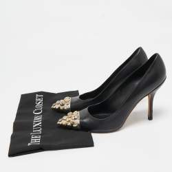 Louis Vuitton Black Leather Embellished Bernice Pumps Size 38