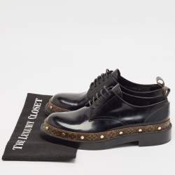 Louis Vuitton Black/Brown Monogram Canvas And Patent Leather Derby Size 39.5