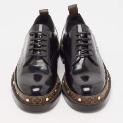 Louis Vuitton Black/Brown Monogram Canvas And Patent Leather Derby Size 39.5