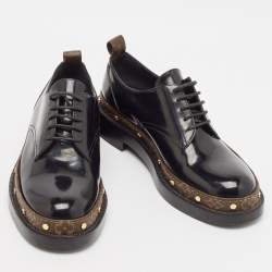Louis Vuitton Black/Brown Monogram Canvas And Patent Leather Derby Size 39.5