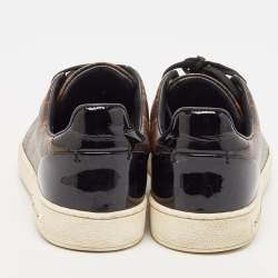 Louis Vuitton Brown/Black Monogram Canvas and Patent Leather Frontrow Sneakers Size 36