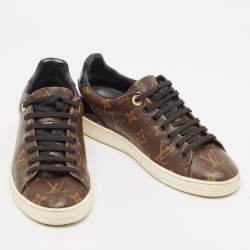 Louis Vuitton Brown/Black Monogram Canvas and Patent Leather Frontrow Sneakers Size 36