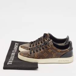 Louis Vuitton Brown/Black Monogram Canvas and Patent Leather Frontrow Sneakers Size 36