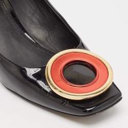 Louis Vuitton Black Patent Leather Block Heel Pumps Size 37